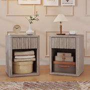 Bedside Tables Set of 2 with Drawer and Shelf for Organised Bedroom Storage Grey AOSOM
