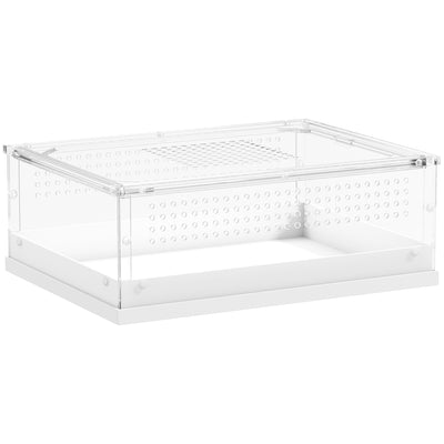 Acrylic Reptile Terrarium With Sliding Top Ventilated Lid for Snake or Gecko Clear AOSOM