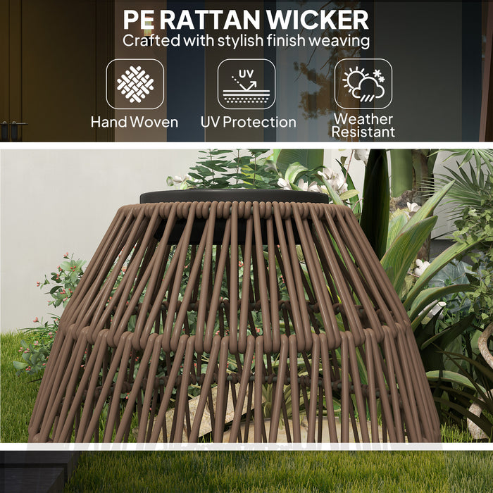 Rattan Solar Garden Lantern IP44 Waterproof Auto On Off Outdoor Light Dark Brown by Outsunny