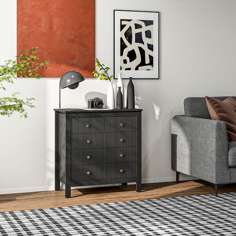 Black Chest of Bedroom Drawers With Gold Legs Elegant Bedroom Storage by HOMCOM