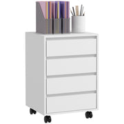 White Four Drawer Office Filing Cabinet with Wheels by HOMCOM