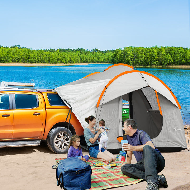Car Camping Tailgate Tent for Hatchbacks and SUVs with Weatherproof Shelter Grey and Orange
