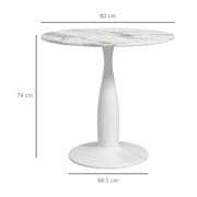 2 Seater Dining Table with Steel Base and Anti Slip Feet for Small Spaces White and Grey
