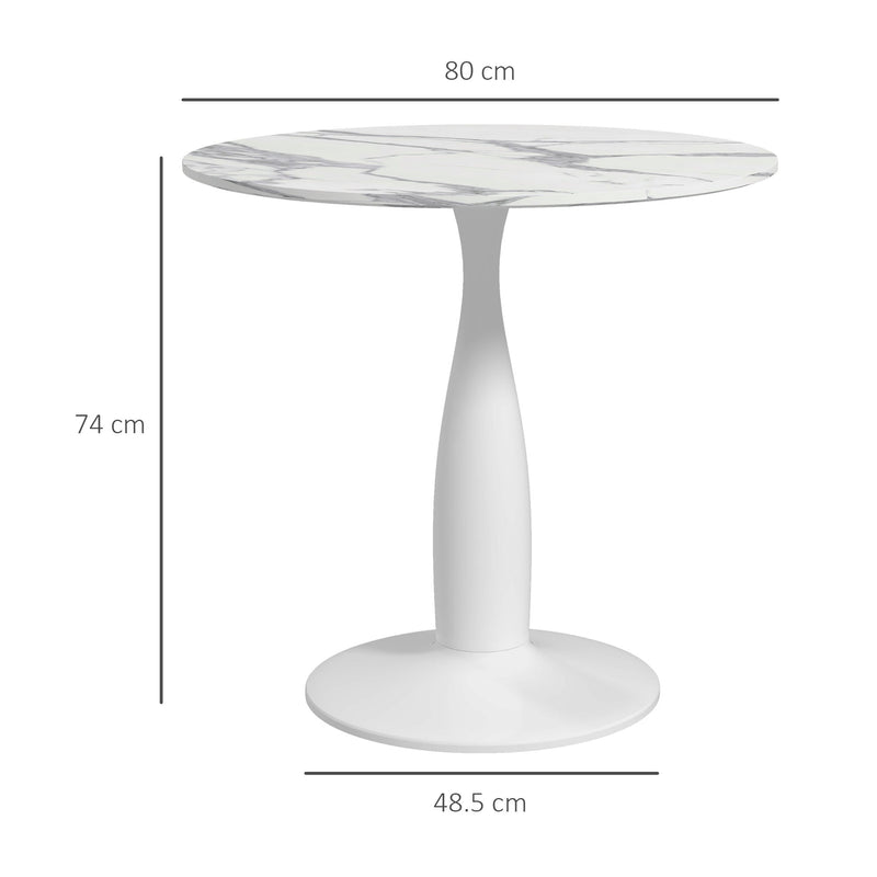 2 Seater Dining Table with Steel Base and Anti Slip Feet for Small Spaces White and Grey