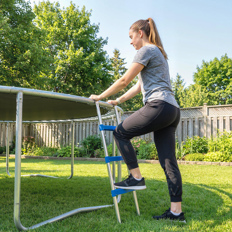 Trampoline Ladder for Safe Garden Access with Non Slip Steps and Stable Base Blue AOSOM