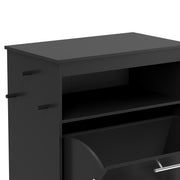 Black Pet Feeder Station With Storage Cabinet and Raised Bowls by PawHut