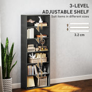 Black 6 Shelf Wooden Bookcase Freestanding Storage Unit For Home Or Office by Homcom