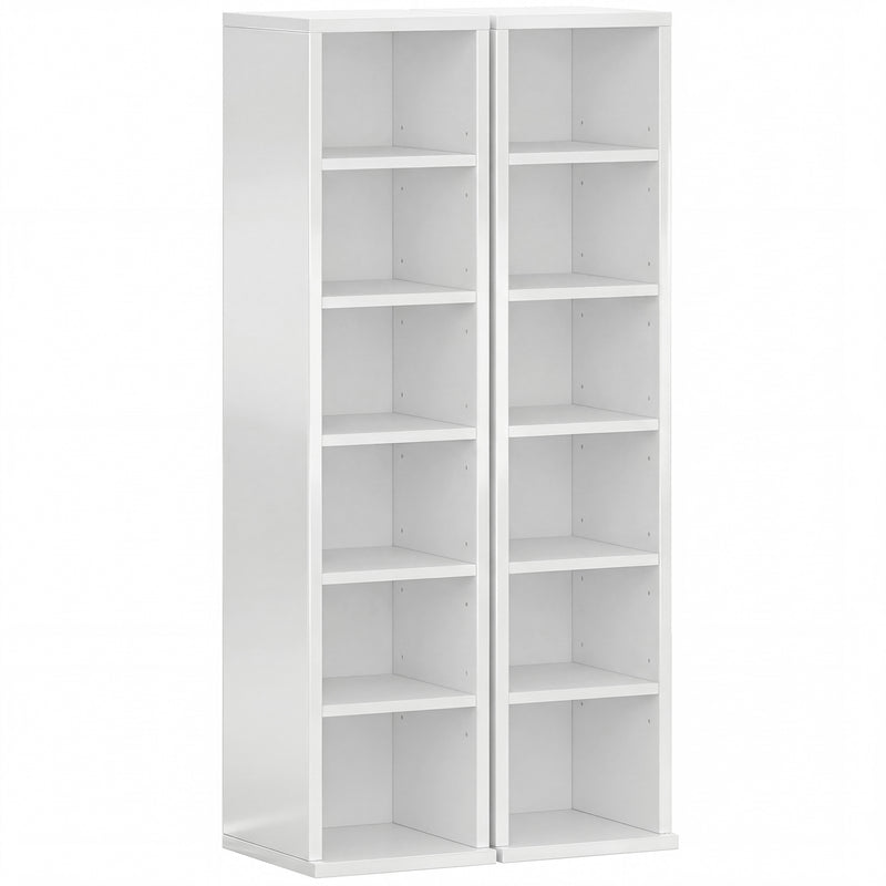 CD and Media Storage Shelves Set of 2 for Organised Home or Office High Gloss White