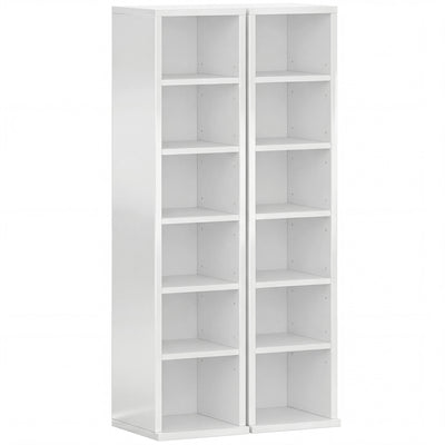 CD and Media Storage Shelves Set of 2 for Organised Home or Office High Gloss White AOSOM
