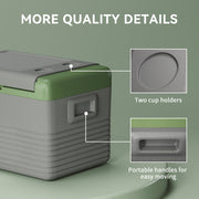 30L Portable Car Fridge in Light Green and Grey Ideal for Travel and Camping by Outsunny AOSOM