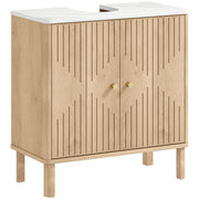 Under Sink Bathroom Cabinet for Pedestal Basin with Storage Shelf Space Oak