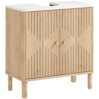 Under Sink Bathroom Cabinet for Pedestal Basin with Storage Shelf Space Oak