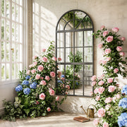 Hallway Wall Mirror Set 3 Piece Arched Design to Brighten and Open Up Spaces Black Homcom