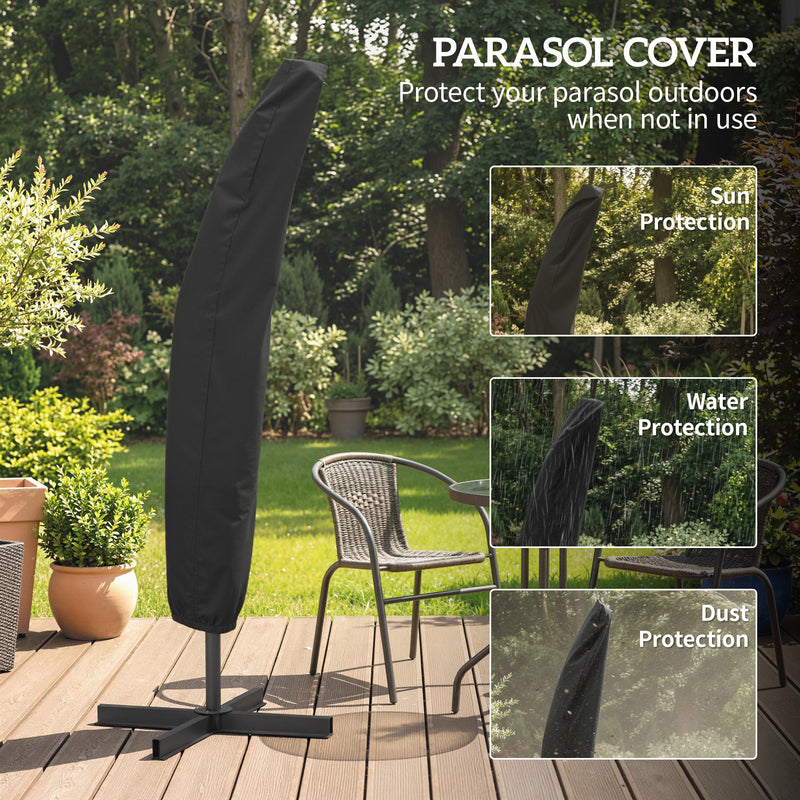 Cantilever Garden Parasol With Base and Weights for Shaded Patio Dining, Beige