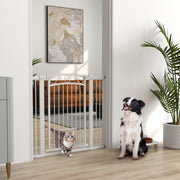 96cm Tall Dog Gate with Door, 7cm and 14cm Extensions, for Stairs, Doorways, 76-104cm by PawHut