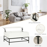 Lift Top Coffee Table with Hidden Storage Compartment for Living Room Organisation White