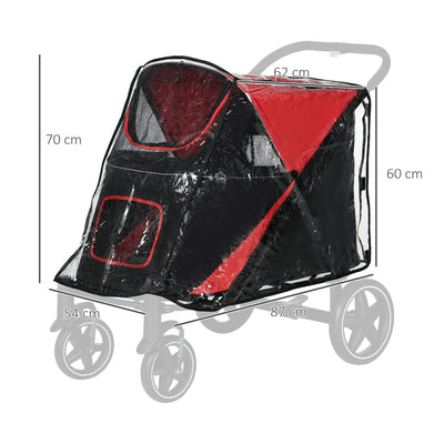 Rain Cover for Dog Pram with Rear Entry Ideal for Walking Your Pet in Rain Grey AOSOM