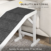 Pet Ramp for Dogs with Non Slip Carpet and Top Platform Ideal for Cars and Beds White and Grey AOSOM