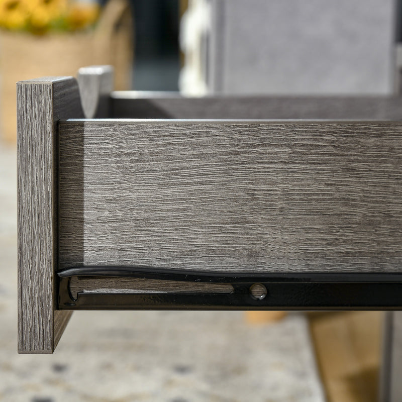 Grey Industrial Side Table with Drawers and Open Shelf for Bedroom or Living Room by HOMCOM