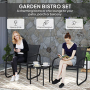 Three Piece Garden Seating Set Black Weather Resistant Patio Furniture by Outsunny
