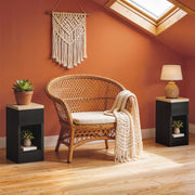 Slim Bedside Table Set of 2 with Drawer and Shelf for Small Spaces Black AOSOM