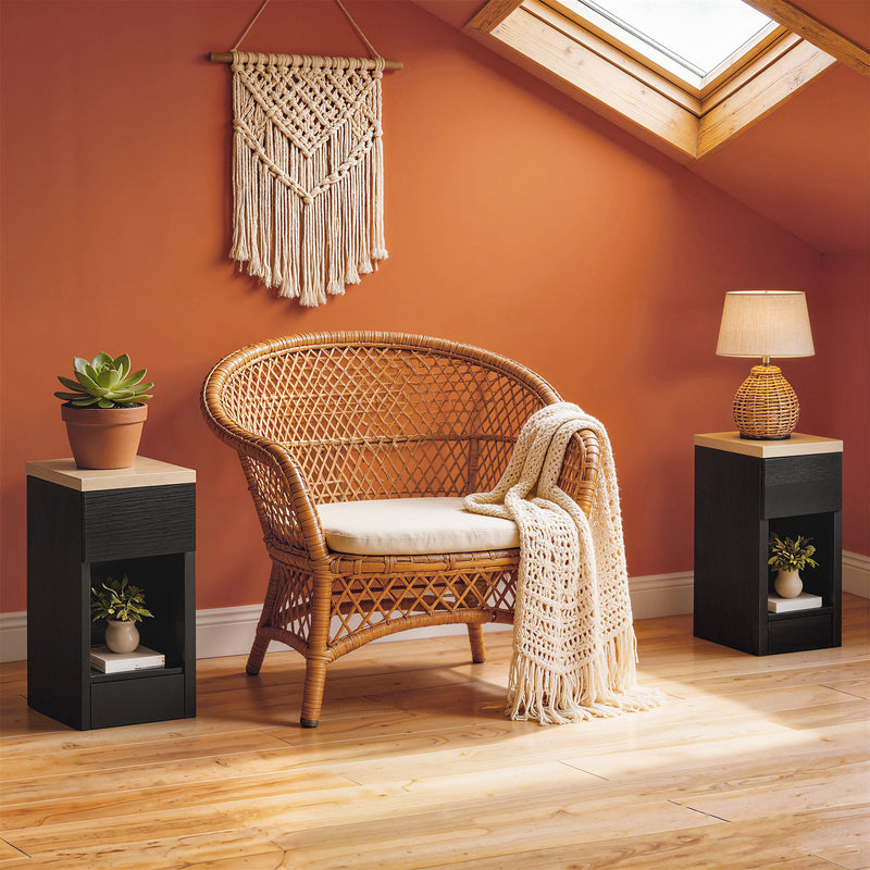 Slim Bedside Table Set of 2 with Drawer and Shelf for Small Spaces Black AOSOM