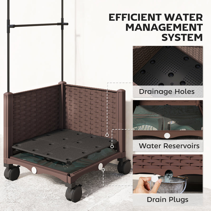 Raised Planter with Trellis and Wheels for Easy Gardening in Small Spaces Brown Outsunny