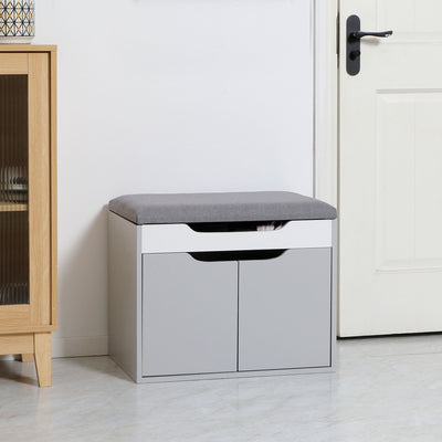 Shoe Storage Bench For Hallway With Padded Seat And Adjustable Shelf, Grey Homcom