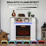 Electric Fireplace Heater with LED Mantel Adjustable Temperature Range Ideal for Homes White