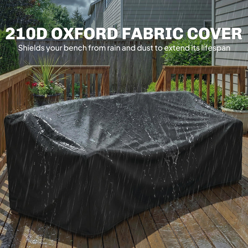 Convertible Wooden Garden Bench With Lift-Up Table and Weatherproof Cover Light Brown Outsunny