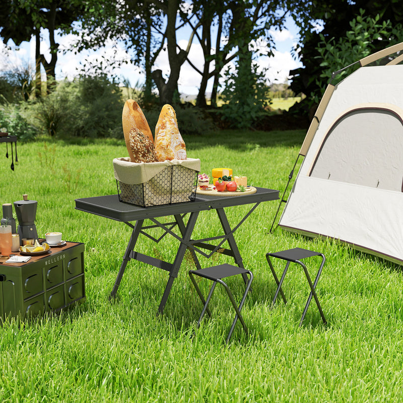 Folding Picnic Table with Adjustable Height for Easy Outdoor Seating Black