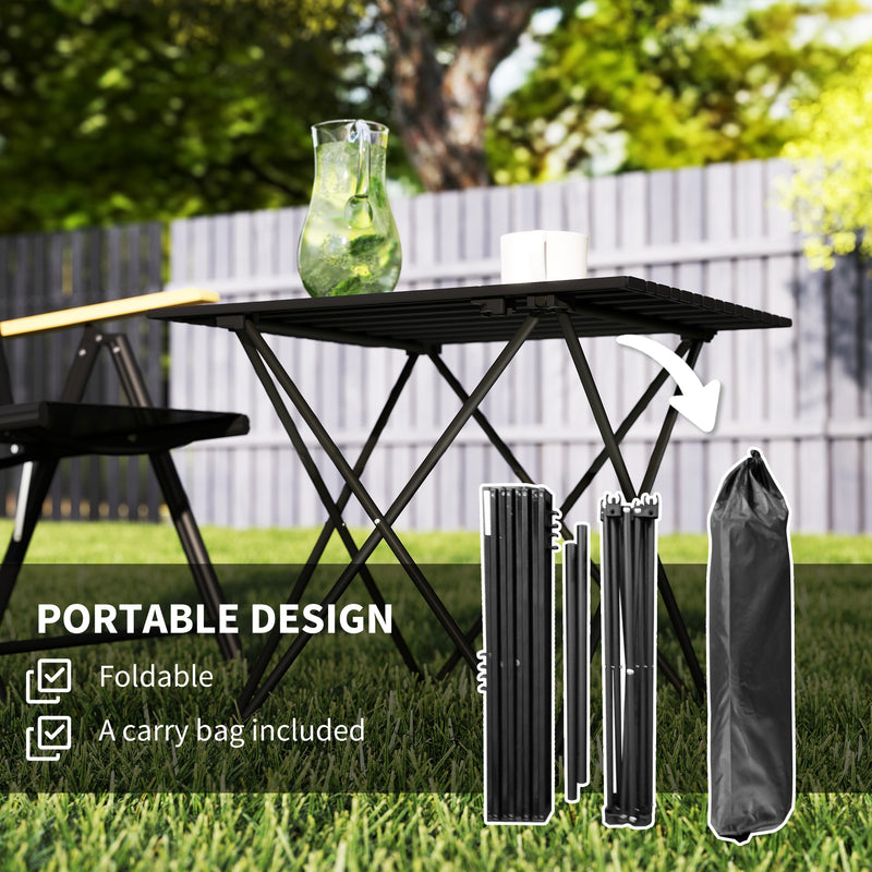 Folding Camping Table for Easy Outdoor Meals with Carry Bag Black