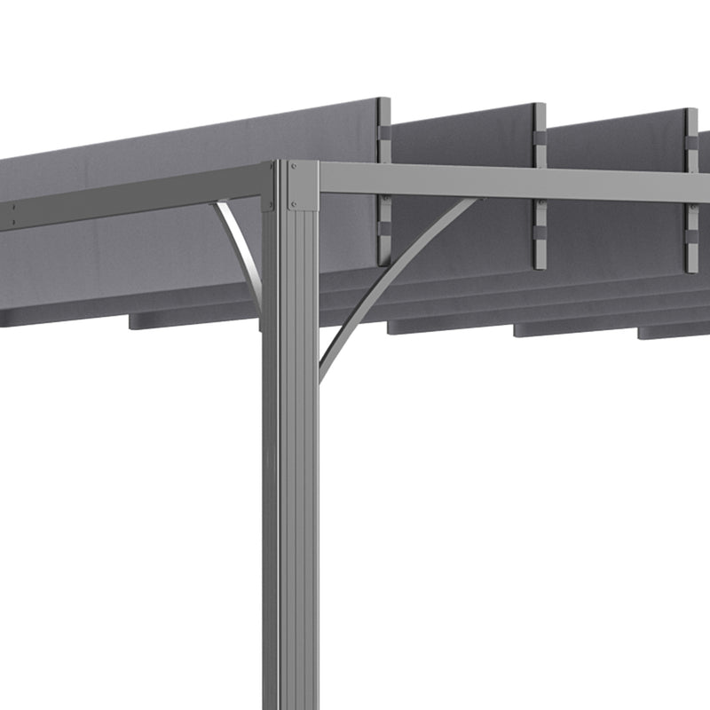 Grey 4 x 3m Aluminium Pergola with Louvered Roof for Garden and Patio by Outsunny