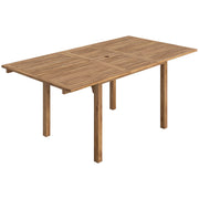 Extendable Garden Dining Table for 6 to 8 People with Parasol Hole Acacia Wood Natural AOSOM
