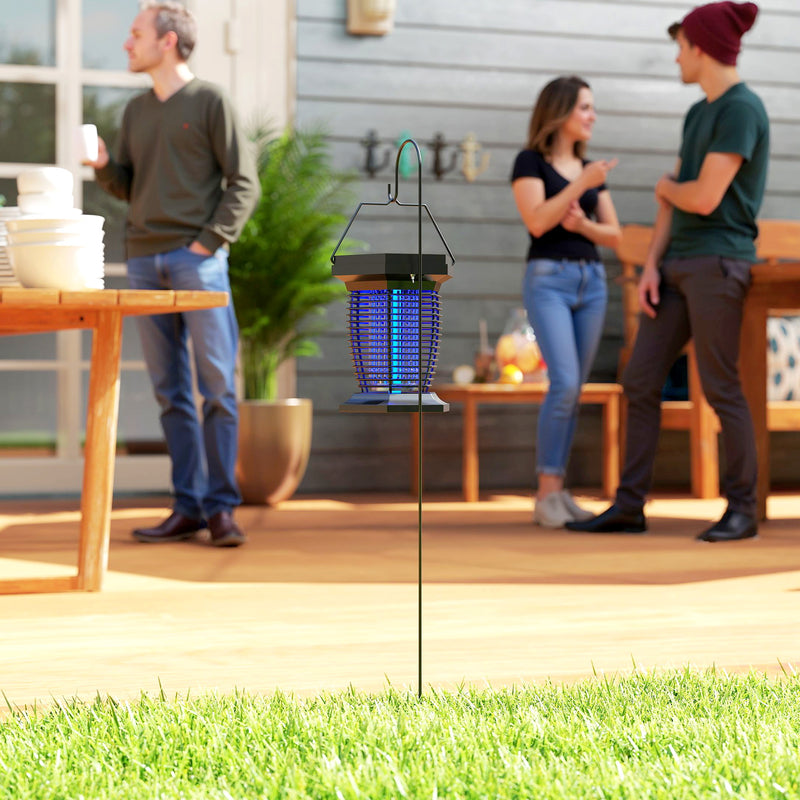 2 in 1 Electric Fly Zapper and Solar Garden Lantern with USB Rechargeable Light by Outsunny AOSOM