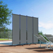 4 Panel Folding Garden Privacy Screen 1.7m Freestanding Divider for Deck Pool Hot Tub Dark Grey by Outsunny Outsunny