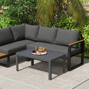Grey Rectangular Outdoor Side Table with Steel Frame and Slatted Top for Garden by Outsunny