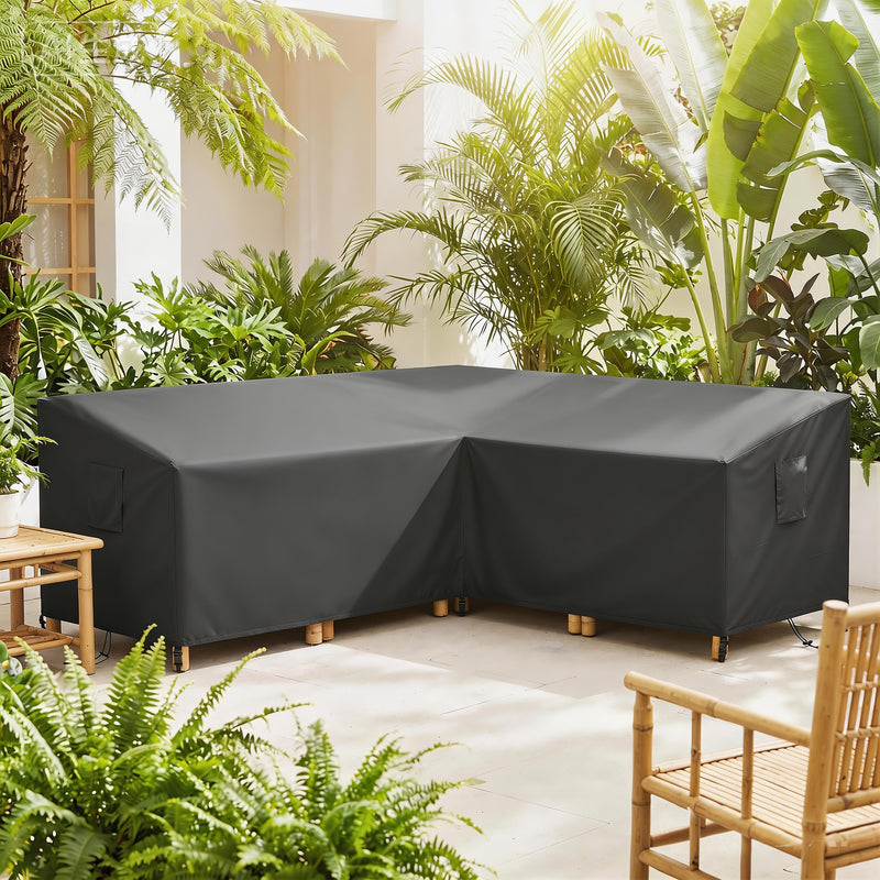 V Shaped Outdoor Furniture Cover Waterproof for Corner Sofa with Air Vents Black Outsunny