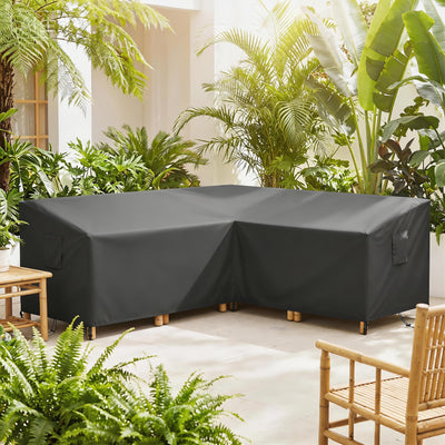 V Shaped Outdoor Furniture Cover Waterproof for Corner Sofa with Air Vents Black Outsunny