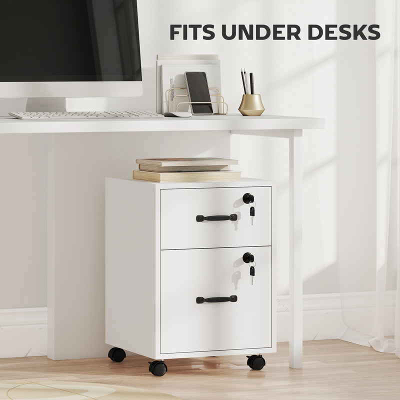 Mobile Office Filing Cabinet With 2 Drawers And Hanging Folder Storage For Home Office