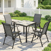 Outdoor Dining Set for 4 with Foldable Chairs and Compact Table for Small Gardens Grey Outsunny