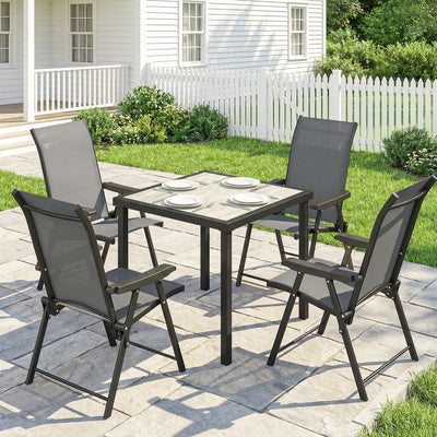 Outdoor Dining Set for 4 with Foldable Chairs and Compact Table for Small Gardens Grey Outsunny