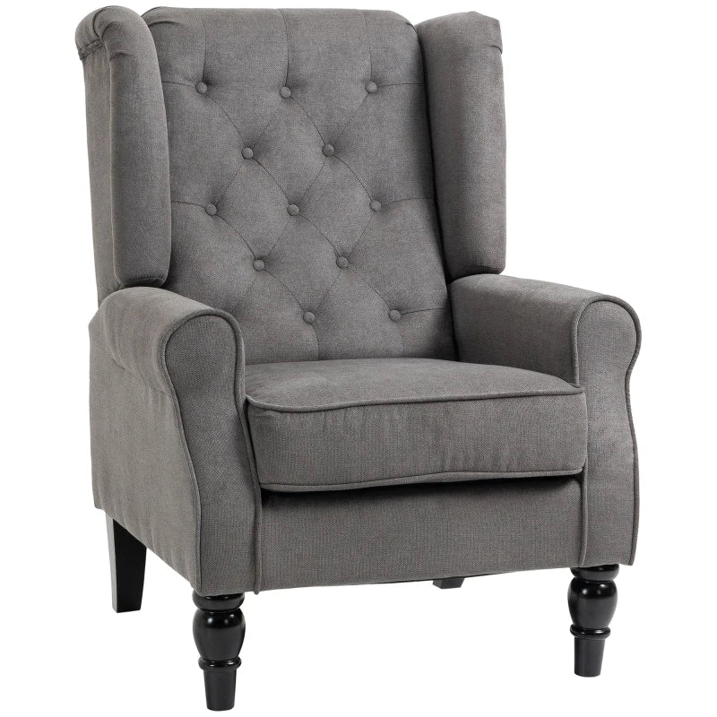 Dark Grey Retro Wingback Accent Chair