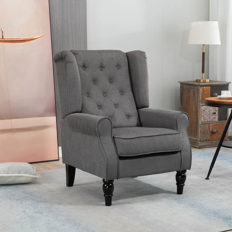 Dark Grey Retro Wingback Accent Chair