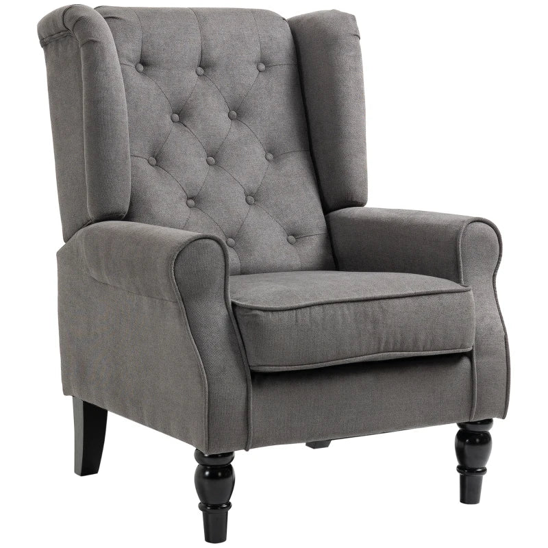 Dark Grey Retro Wingback Accent Chair