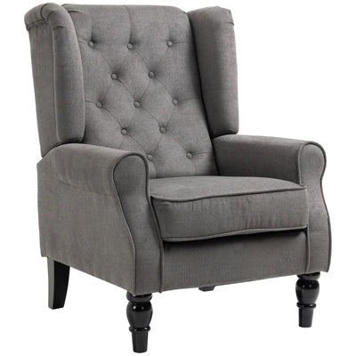 Dark Grey Retro Wingback Accent Chair Homcom