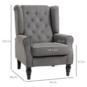 Retro Wingback Armchair, Dark Grey