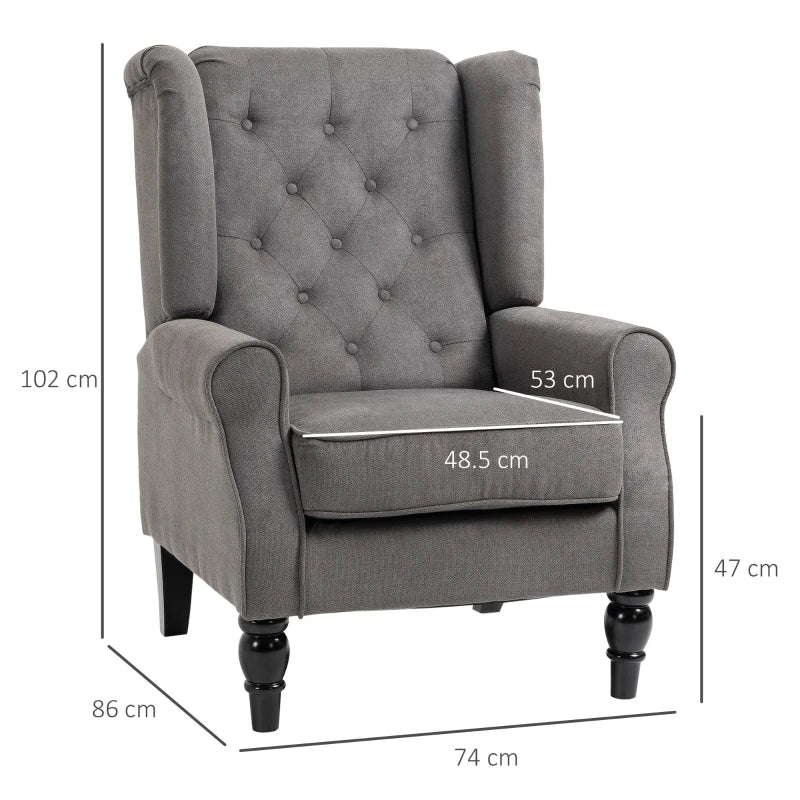 Dark Grey Retro Wingback Accent Chair