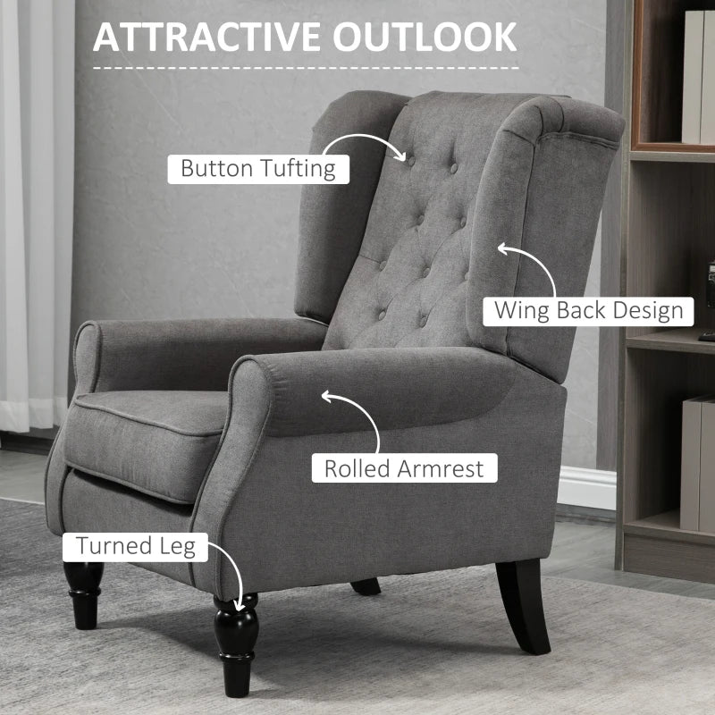Dark Grey Retro Wingback Accent Chair