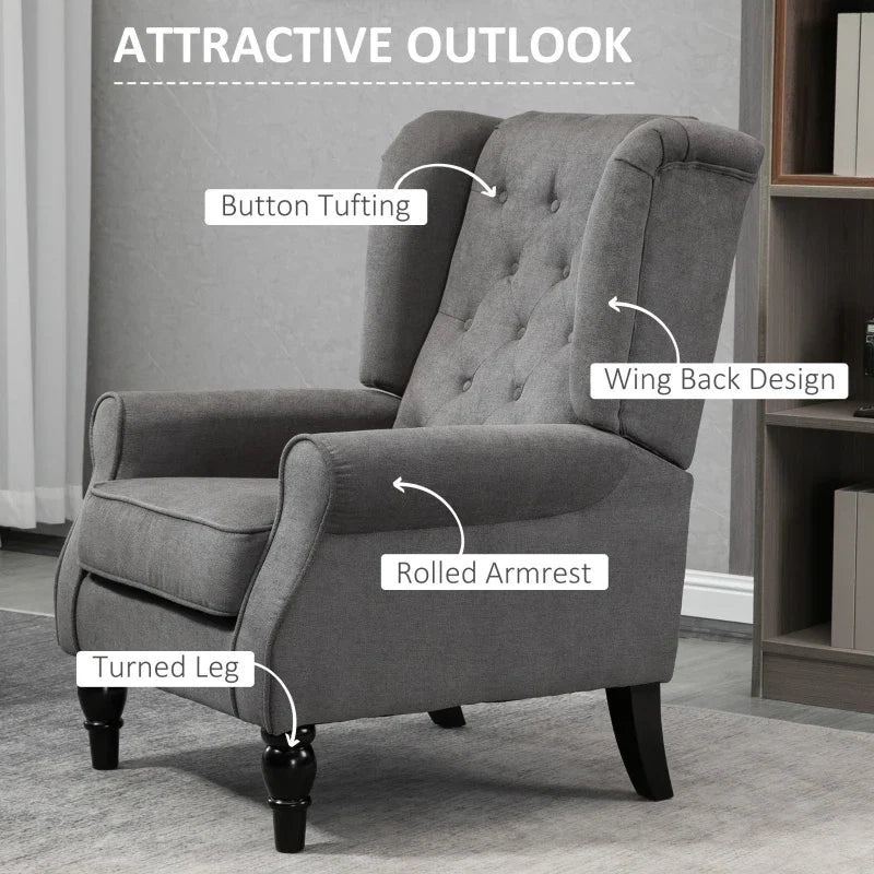 Retro Wingback Armchair, Dark Grey